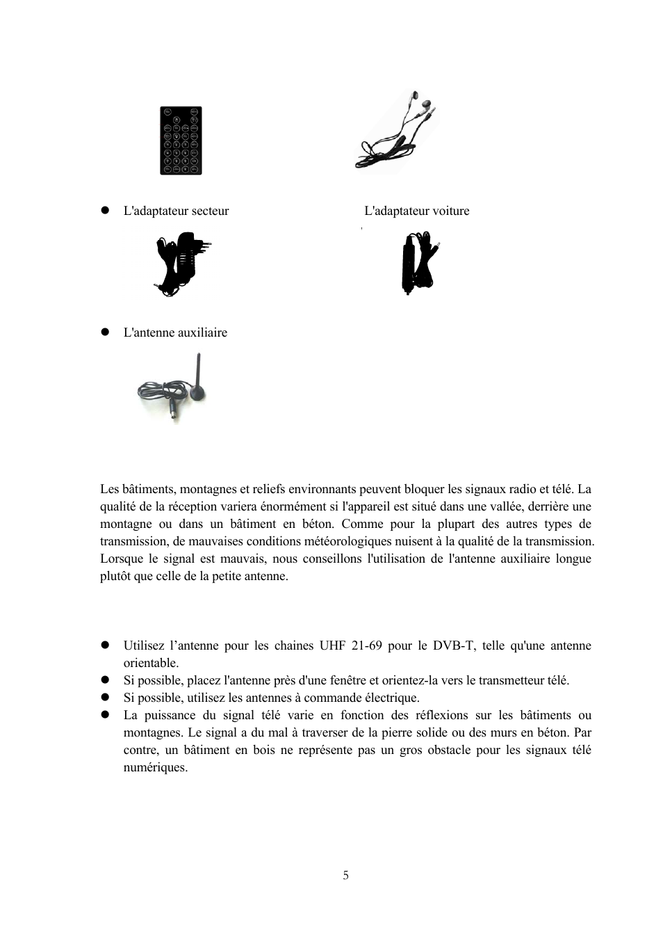 2 a propos de la transmission, Propos de la transmission, Propos de l | Antenne de reception portable et de l, Antenne auxiliaire | Lenco TFT-1020 User Manual | Page 71 / 157