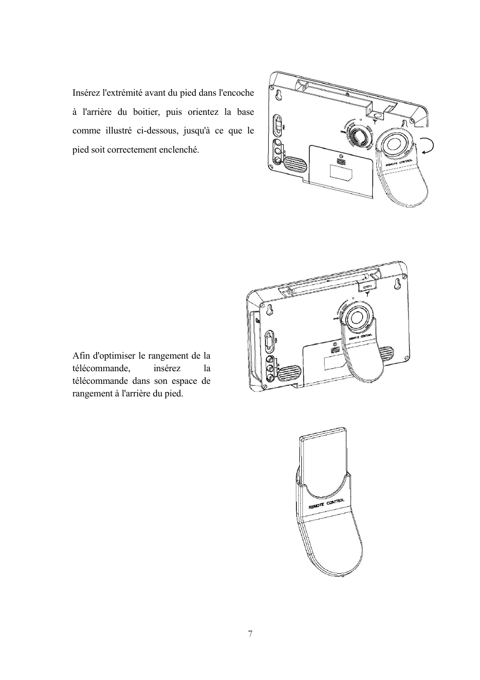 6 installation du pied, Telecommande | Lenco TFT-1020 User Manual | Page 73 / 157