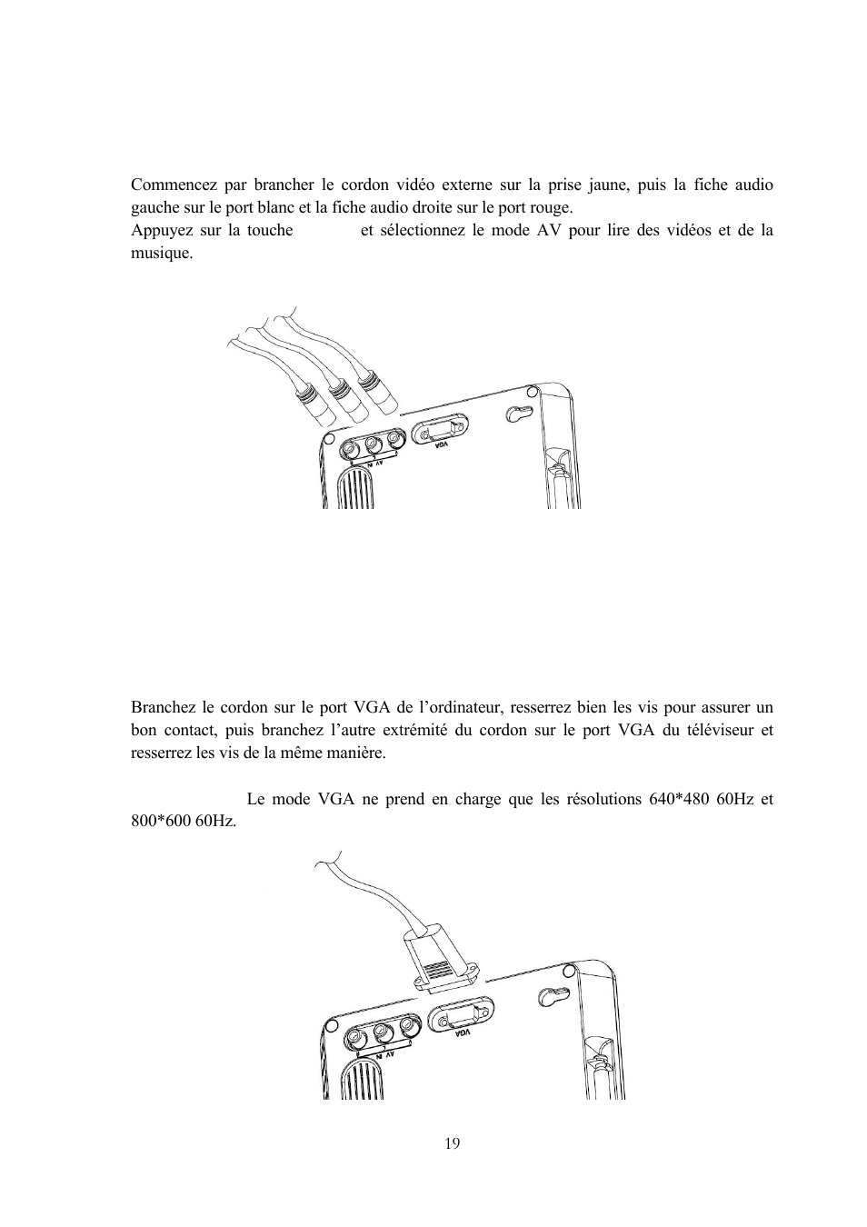 3 entrées audio et vidéo, 4 branchement sur un ordinateur, Ntrees audio et video | Onnexion a un ordinateur | Lenco TFT-1020 User Manual | Page 85 / 157