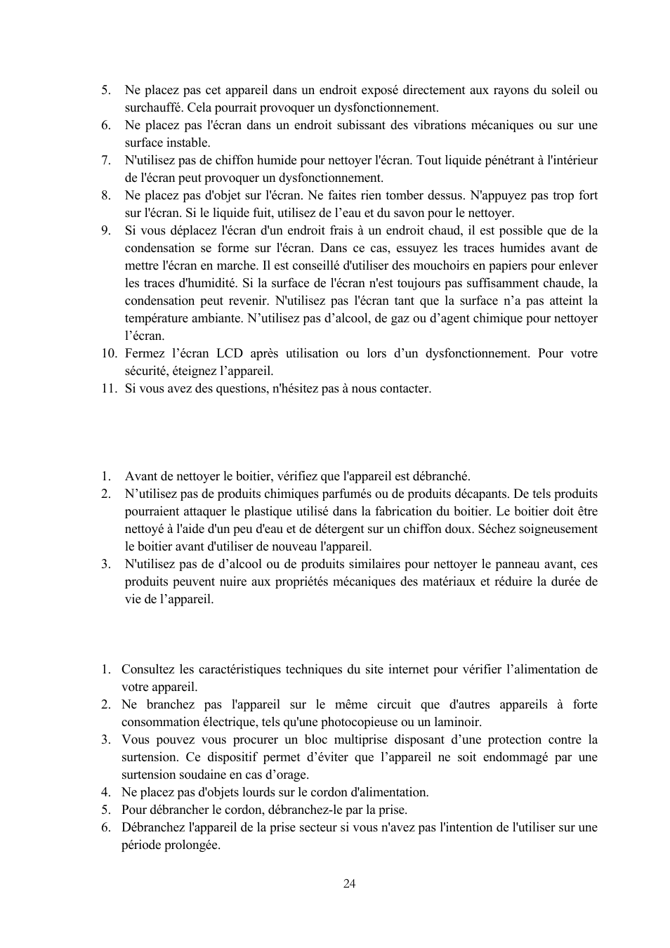 3 conseils pour le nettoyage, 4 alimentation, Onseils de nettoyage | Limentation | Lenco TFT-1020 User Manual | Page 90 / 157