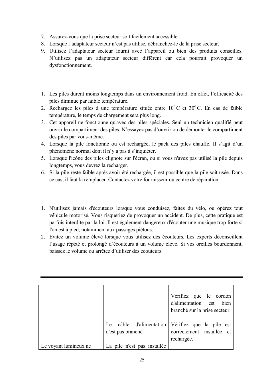 5 entretien des piles, 6 utilisation du casque, Depannage | Ntretien des piles, Tilisation du casque | Lenco TFT-1020 User Manual | Page 91 / 157