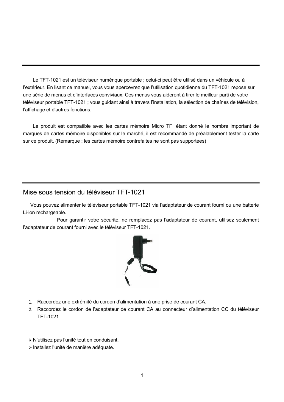 Guide de référence rapide, Ise sous tension du televiseur, Tft-1021 | Mise sous tension du téléviseur tft-1021 | Lenco TFT-1021 User Manual | Page 108 / 171