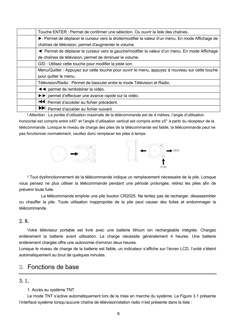 A propos de la batterie rechargeable, Accès au système, mise sous/hors tension, Propos de la batterie rechargeable | Fonctions de base, Cces au systeme, Mise sous, Hors tension | Lenco TFT-1021 User Manual | Page 113 / 171