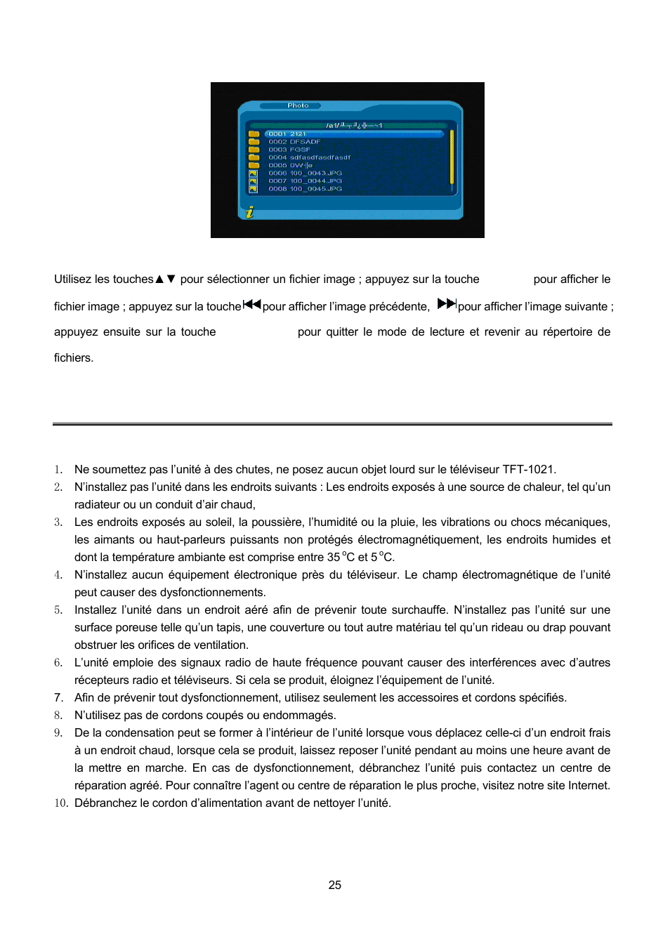Entretien, 1 manipulation du téléviseur tft-1021, Anipulation du televiseur | Tft-1021 | Lenco TFT-1021 User Manual | Page 132 / 171