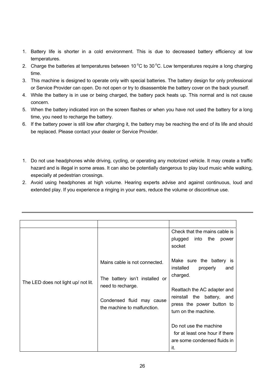 5 care battery, 6 about the headphone using, Troubleshooting | Are battery, Bout the headphone using | Lenco TFT-1021 User Manual | Page 30 / 171