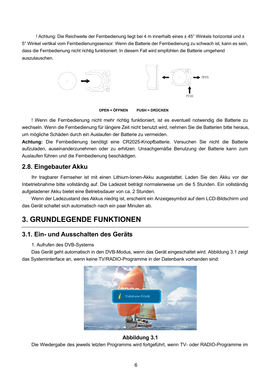 Grundlegende funktionen, Eingebauter akku, Ein- und ausschalten des geräts | Lenco TFT-1021 User Manual | Page 44 / 171