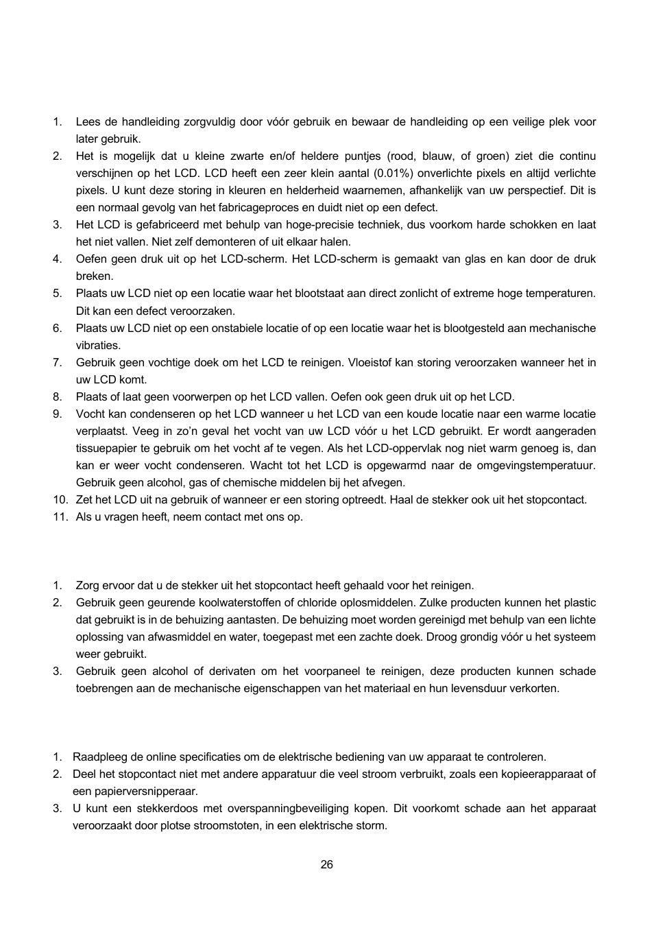 2 informatie over het scherm, 3 aanbevelingen voor het reinigen, 4 verzorging voeding | Nformatie over het scherm, Anbevelingen voor het reinigen, Erzorging voeding | Lenco TFT-1021 User Manual | Page 99 / 171
