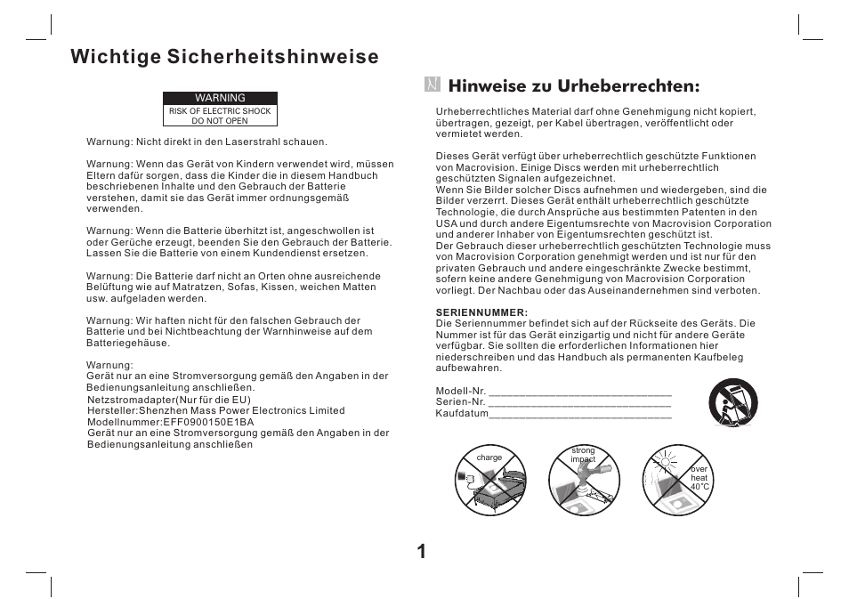 Wichtige sicherheitshinweise, Hinweise zu urheberrechten | Lenco TFT-1026 User Manual | Page 12 / 60