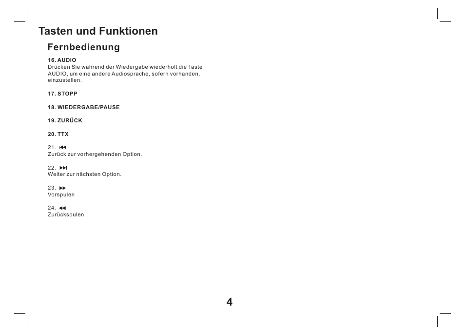 Tasten und funktionen, Fernbedienung | Lenco TFT-1026 User Manual | Page 15 / 60
