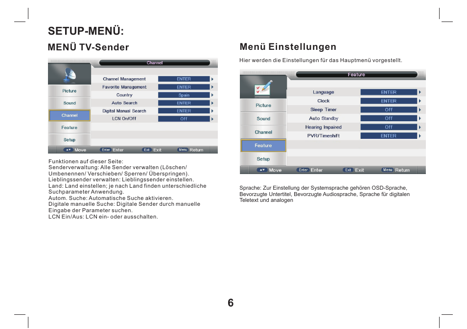 Setup-menü | Lenco TFT-1026 User Manual | Page 17 / 60