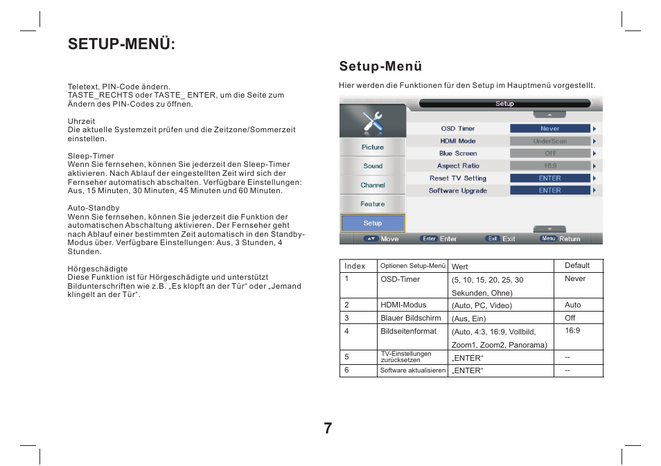 Setup-menü | Lenco TFT-1026 User Manual | Page 18 / 60