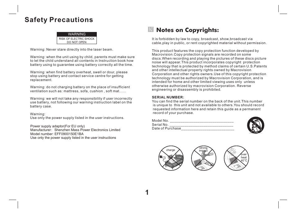 Safety precautions | Lenco TFT-1026 User Manual | Page 2 / 60