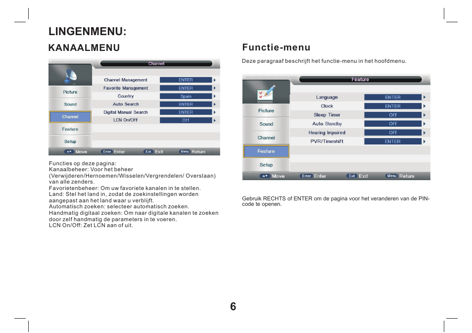 Lingenmenu | Lenco TFT-1026 User Manual | Page 27 / 60