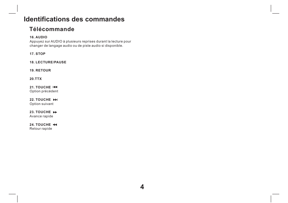 Identifications des commandes, Télécommande | Lenco TFT-1026 User Manual | Page 35 / 60