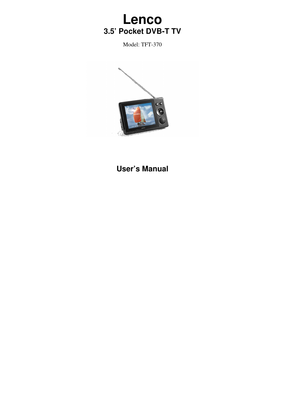 Lenco TFT-370 User Manual | 7 pages