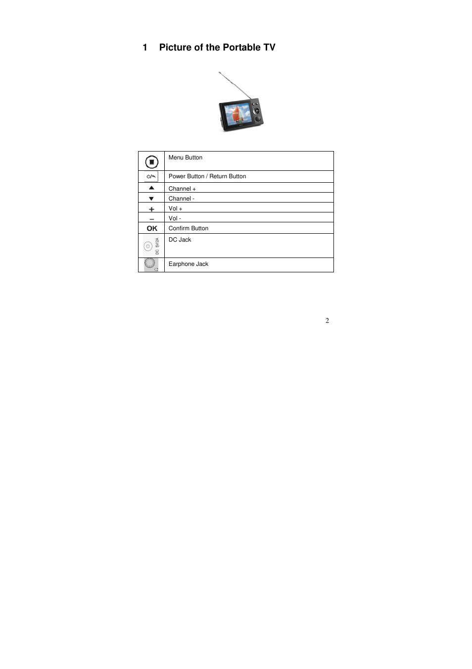1 picture of the portable tv | Lenco TFT-370 User Manual | Page 3 / 7