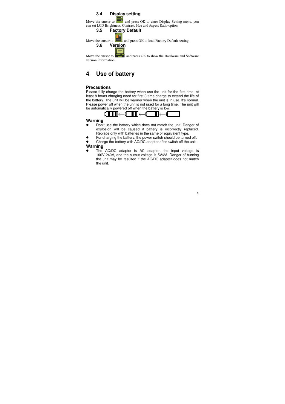 4 use of battery | Lenco TFT-370 User Manual | Page 6 / 7