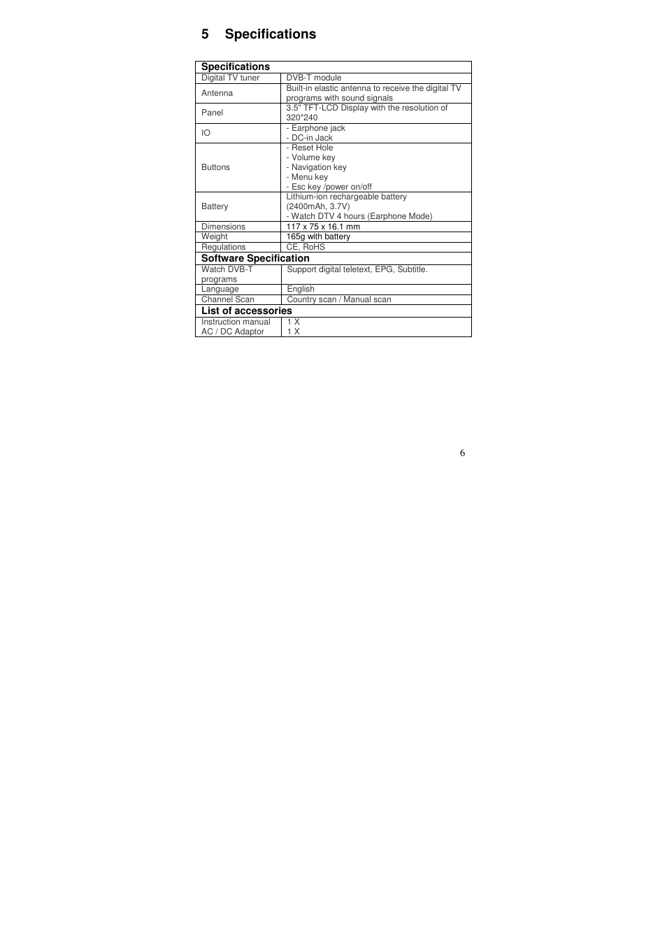 5 specifications | Lenco TFT-370 User Manual | Page 7 / 7