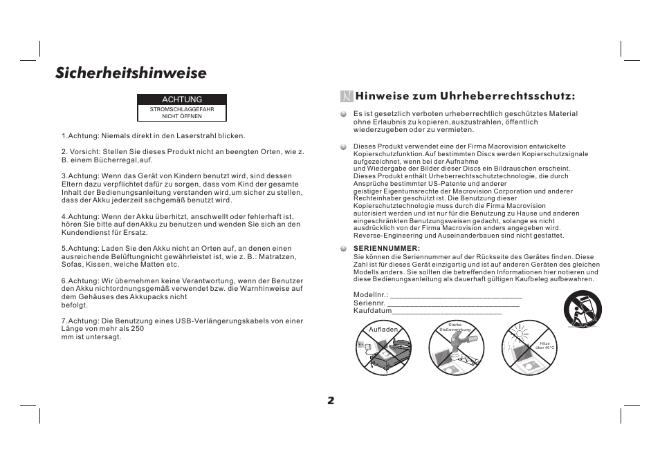 Sicherheitshinweise, Hinweise zum uhrheberrechtsschutz | Lenco TFT-726 User Manual | Page 18 / 75