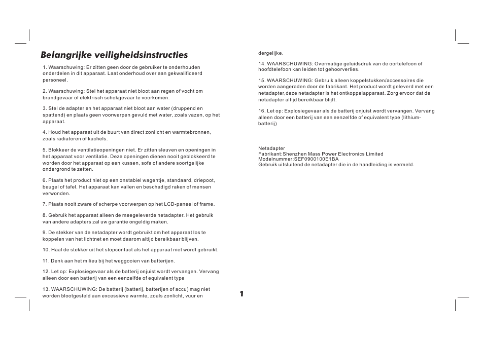 Belangrijke veiligheidsinstructies | Lenco TFT-726 User Manual | Page 32 / 75