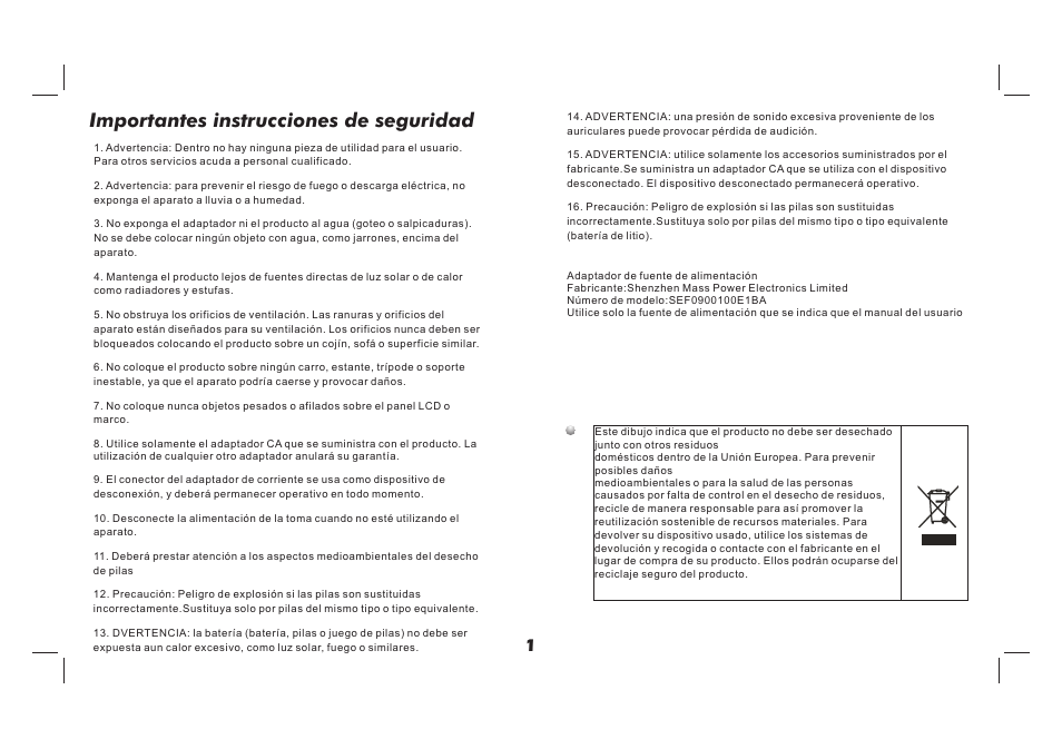 Importantes instrucciones de seguridad | Lenco TFT-726 User Manual | Page 62 / 75