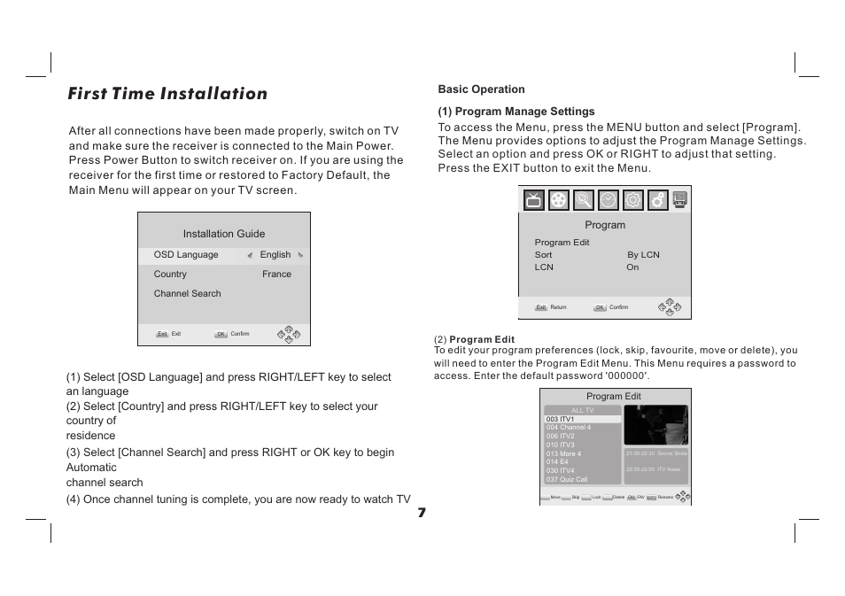 First time installation | Lenco TFT-726 User Manual | Page 8 / 75