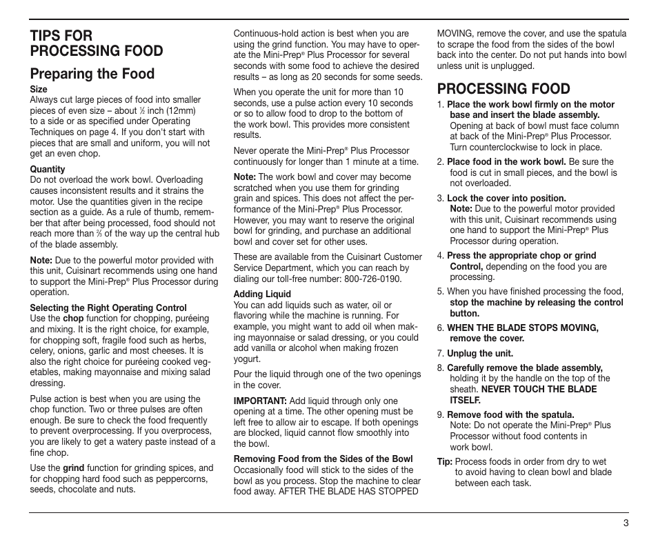 Tips for processing food preparing the food, Processing food | Cuisinart DLC-4CHB User Manual | Page 4 / 13
