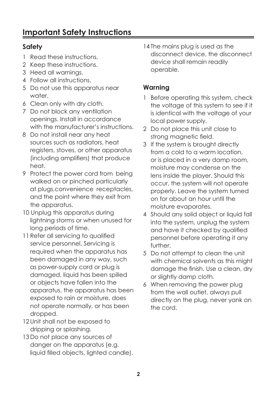 Important safety instructions | Lenco TS-10 User Manual | Page 3 / 6