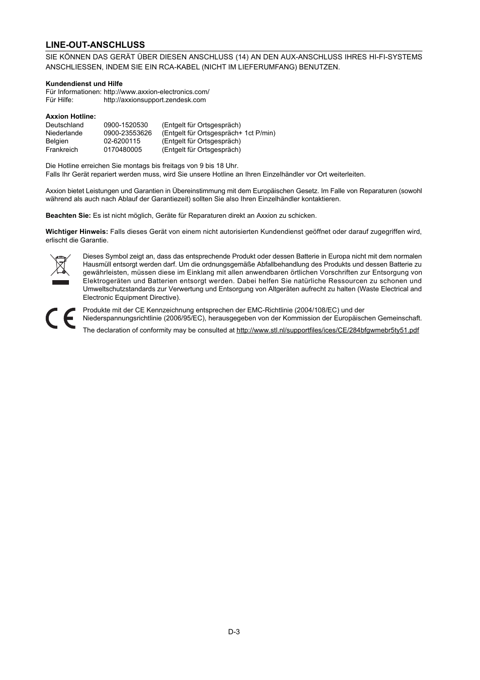 Line-out-anschluss | Lenco TT-28 User Manual | Page 6 / 12
