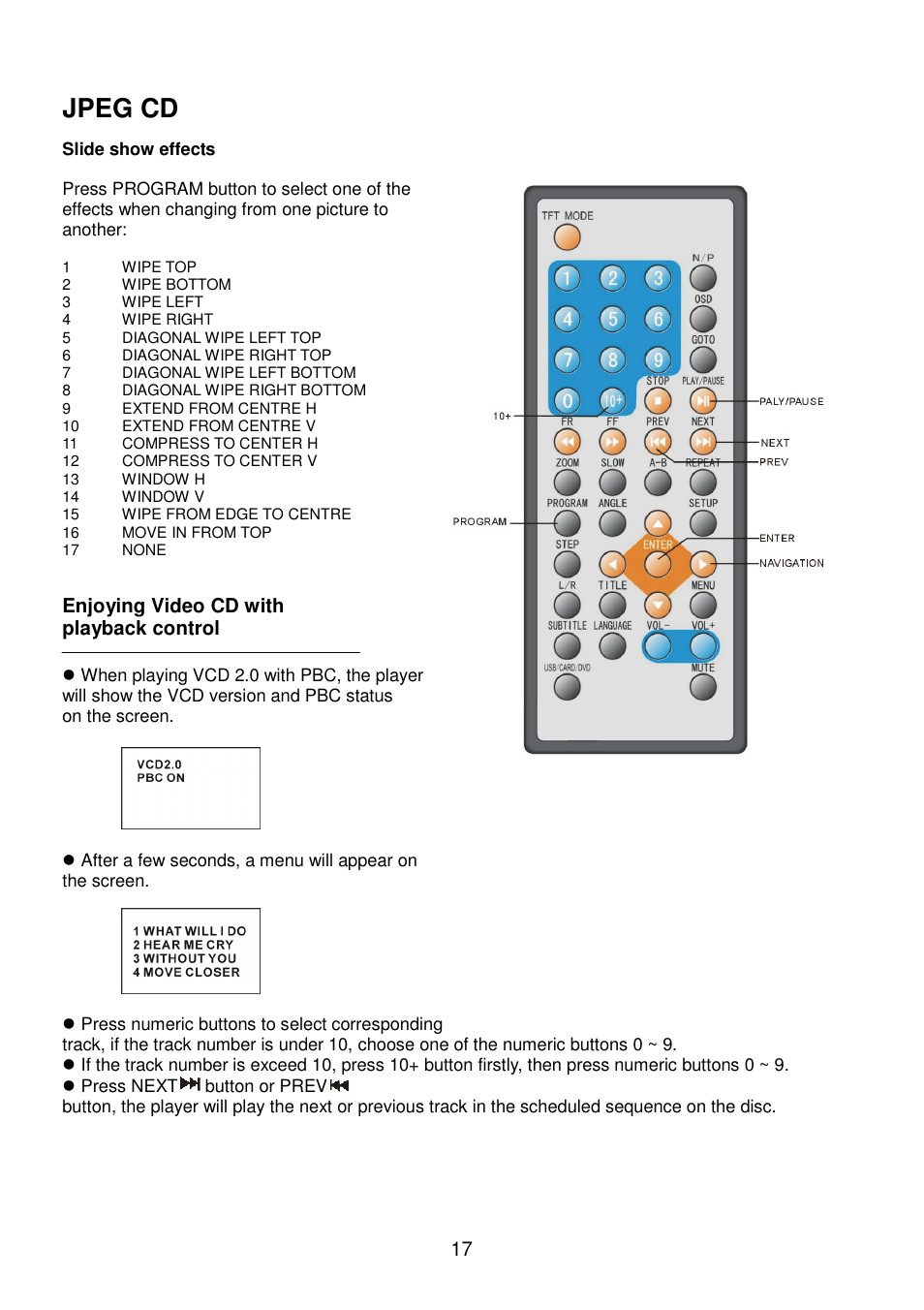 Jpeg cd, Enjoying video cd with playback control | Lenco Walky Box User Manual | Page 18 / 30
