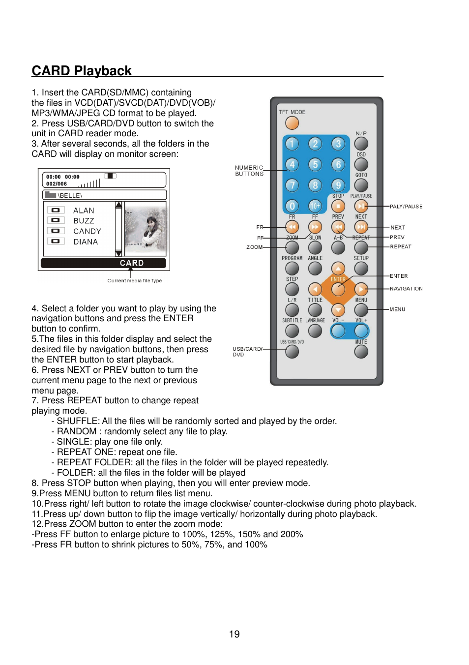 Card playback | Lenco Walky Box User Manual | Page 20 / 30