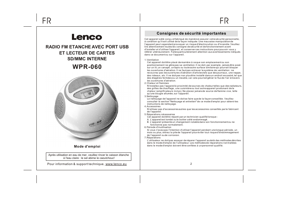 Wpr-060 | Lenco WPR-060 User Manual | Page 13 / 28