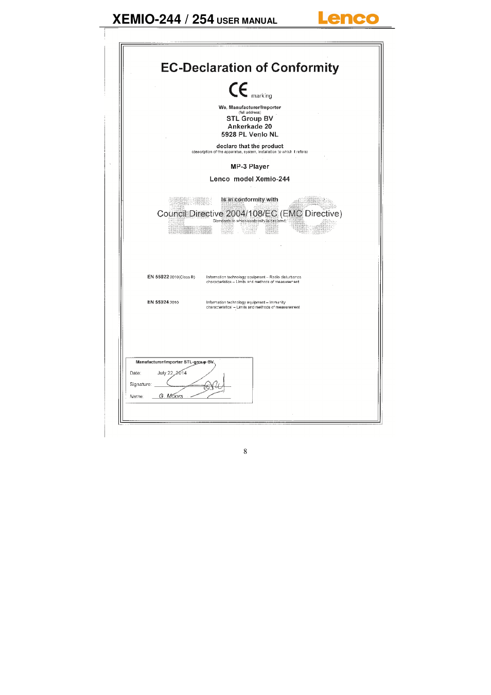 Lenco Xemio-244 User Manual | Page 8 / 9