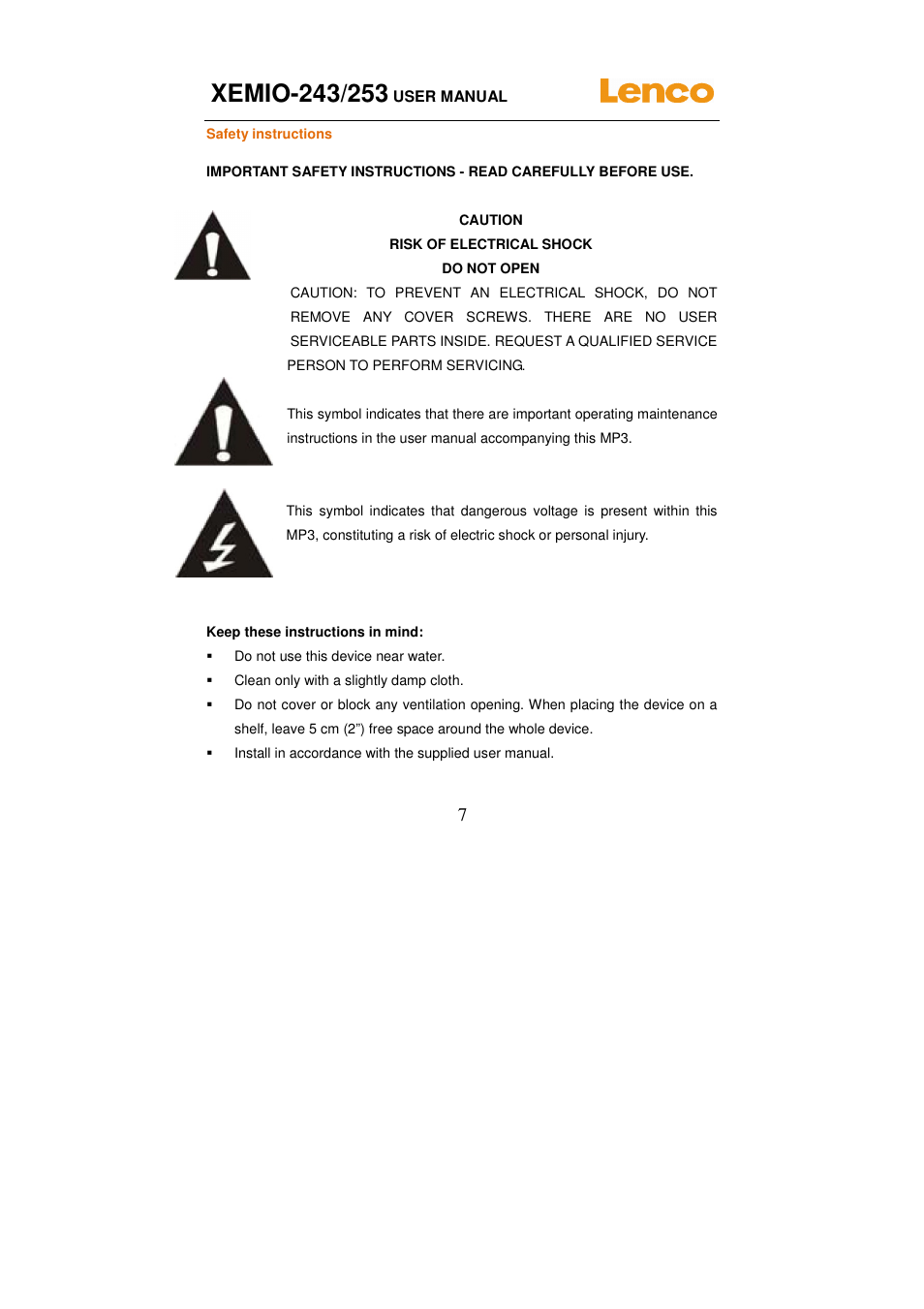 Lenco XEMIO-253 User Manual | Page 7 / 12