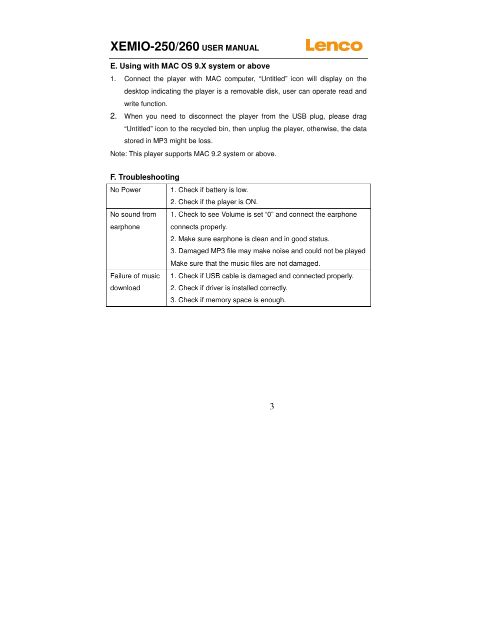 Lenco XEMIO-260 User Manual | Page 3 / 4