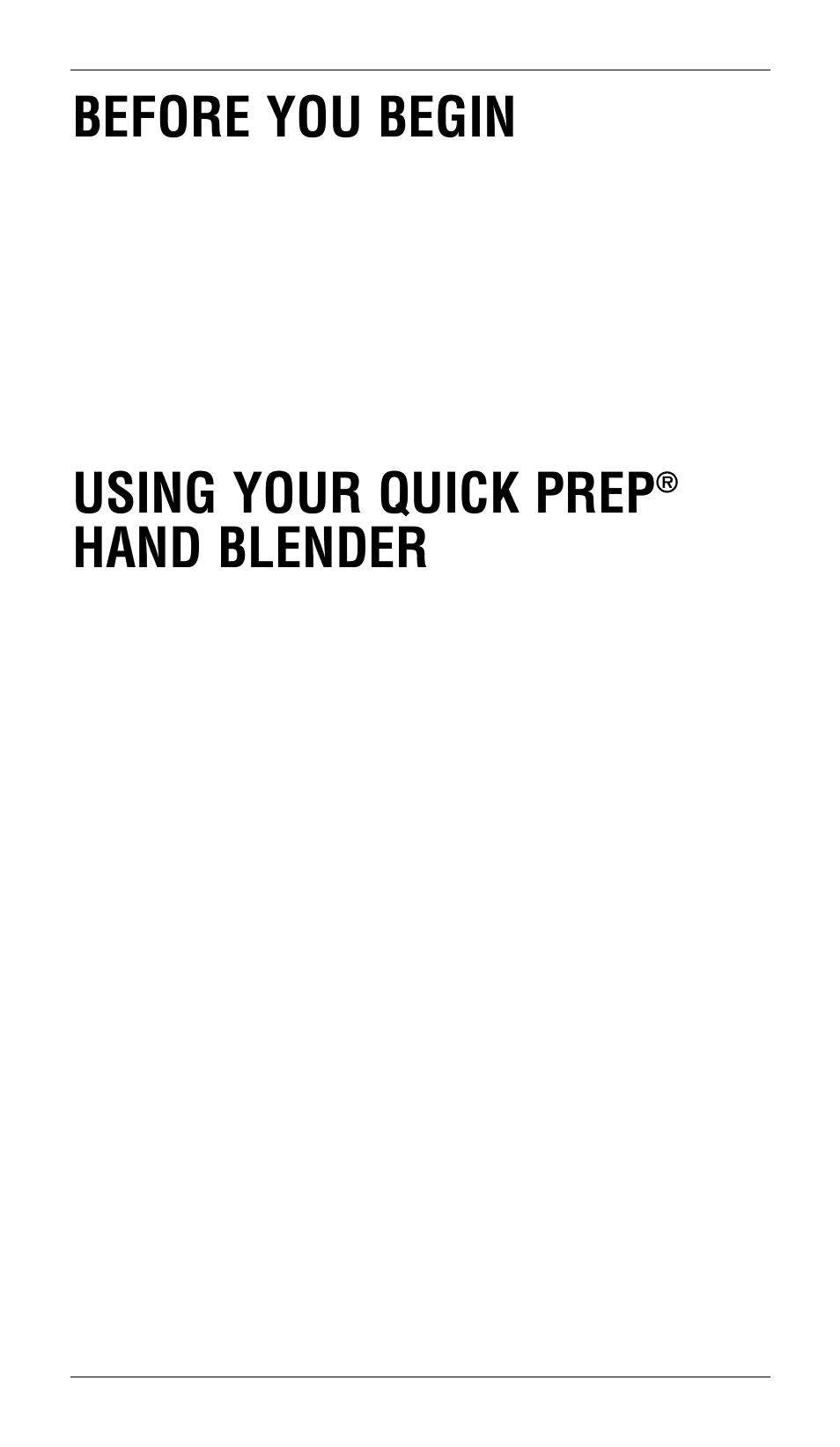 Before you begin, Using your quick prep, Hand blender | Cuisinart CSB-33 Series User Manual | Page 5 / 20