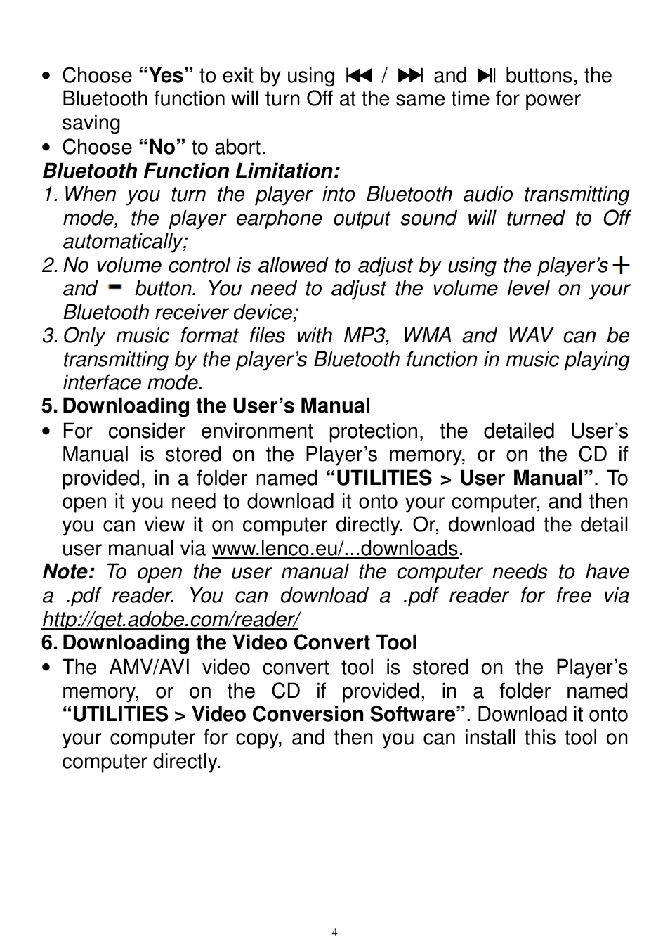 Lenco XEMIO-760 BT User Manual | Page 4 / 5