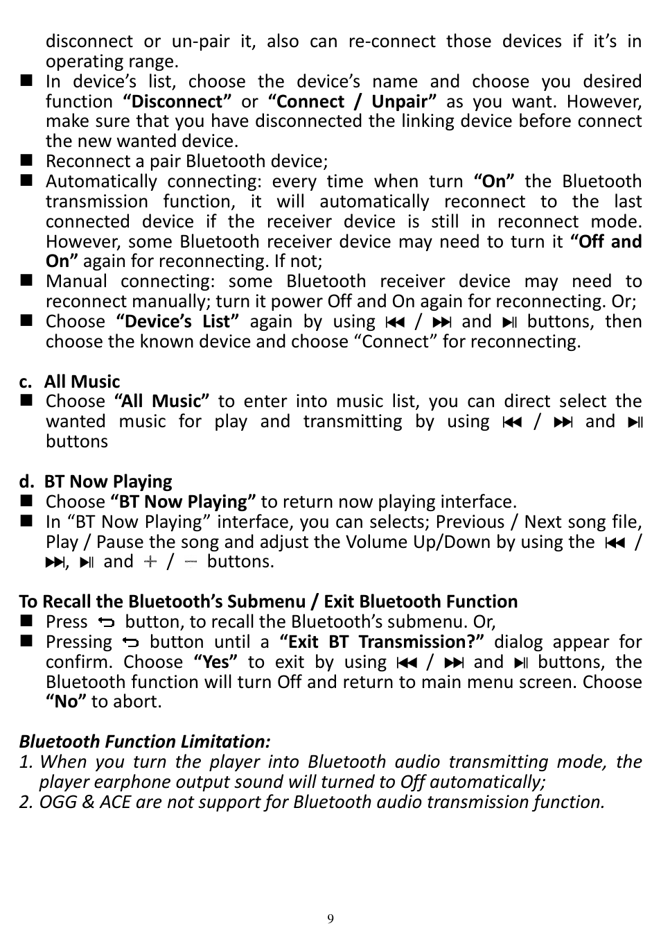 Lenco XEMIO-760 BT User Manual | Page 9 / 23