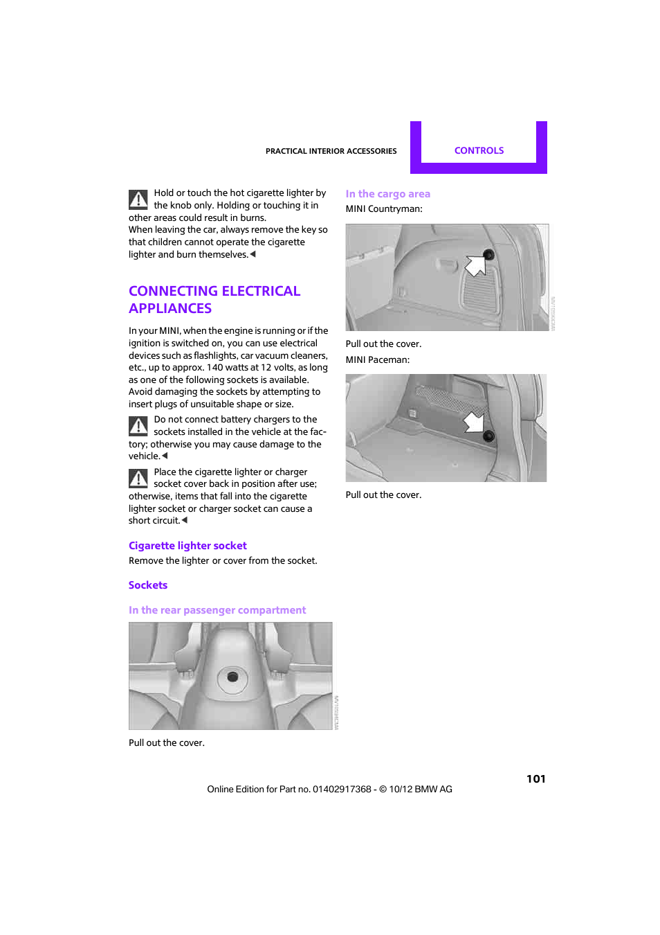 Connecting electrical appliances | Mini 2013 Countryman User Manual | Page 102 / 275
