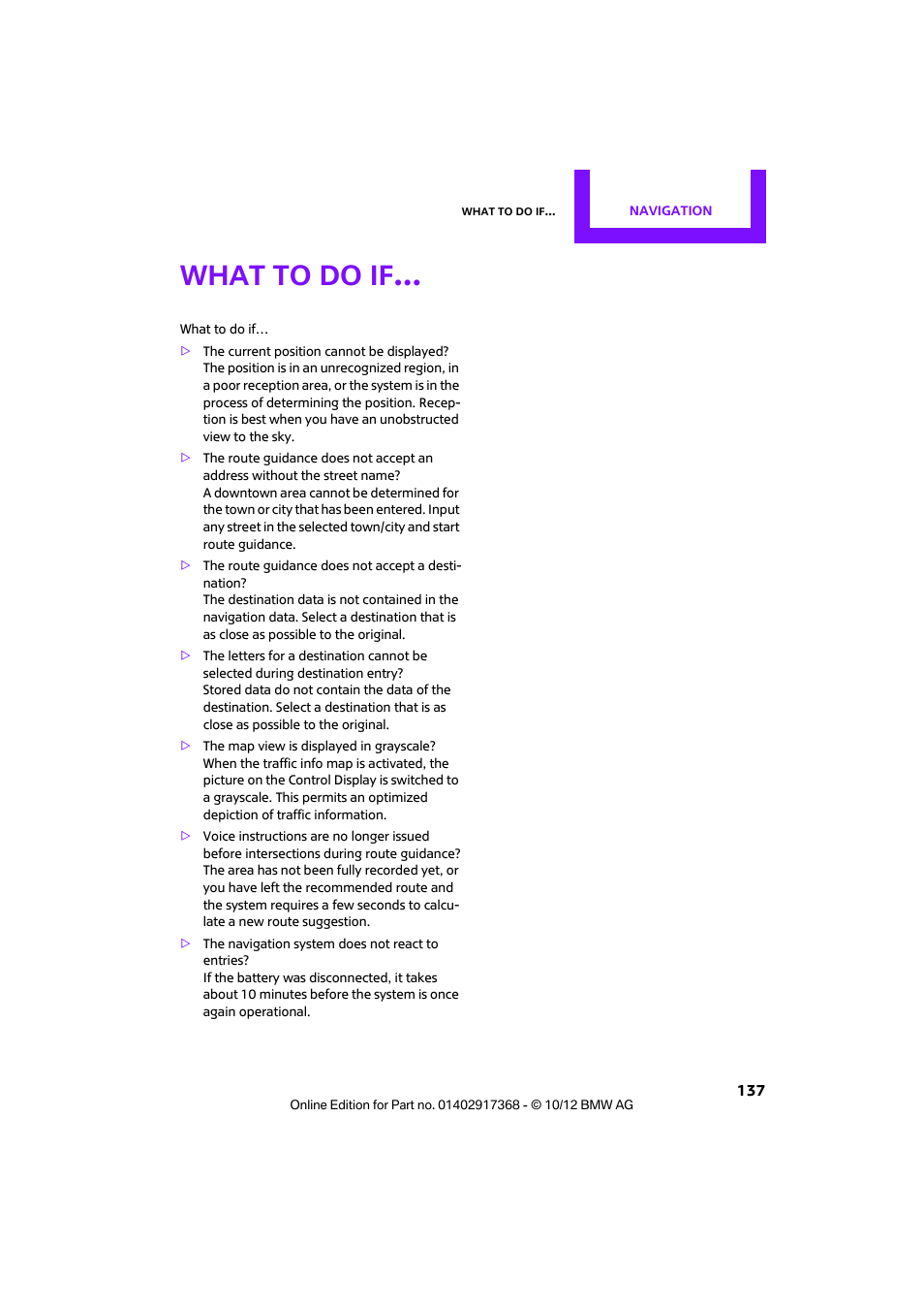 What to do if | Mini 2013 Countryman User Manual | Page 138 / 275