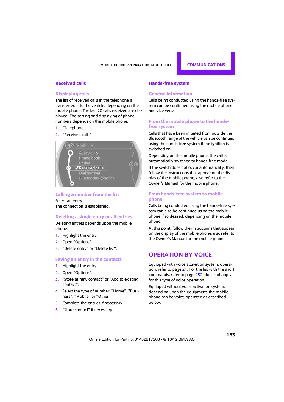 Operation by voice | Mini 2013 Countryman User Manual | Page 184 / 275