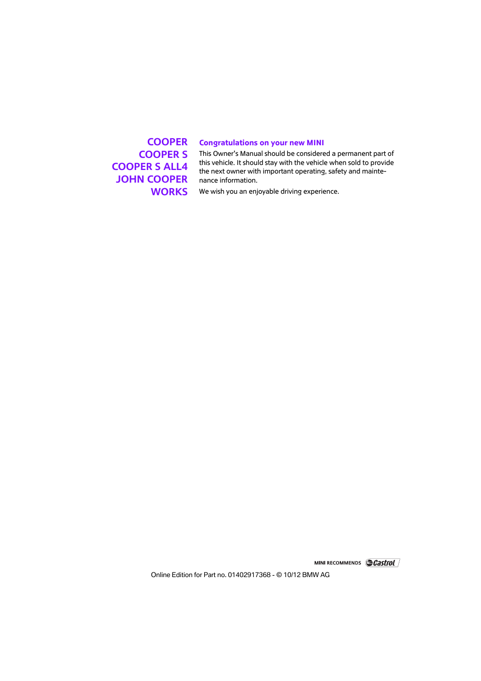 Mini 2013 Countryman User Manual | Page 2 / 275