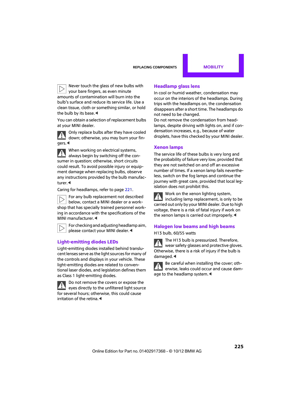 Mini 2013 Countryman User Manual | Page 226 / 275