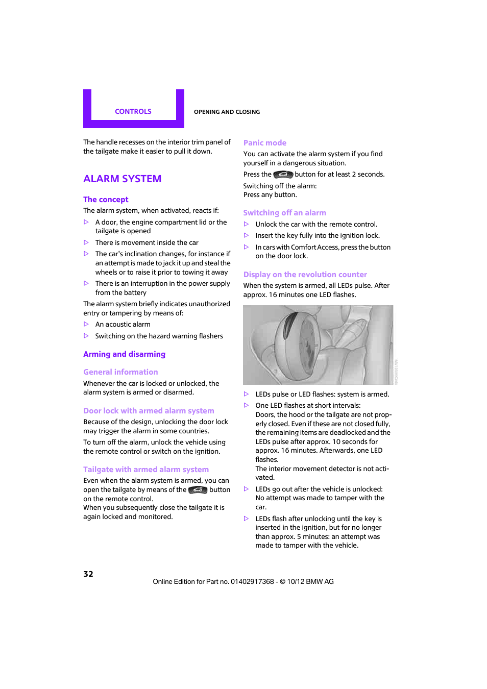 Alarm system | Mini 2013 Countryman User Manual | Page 33 / 275