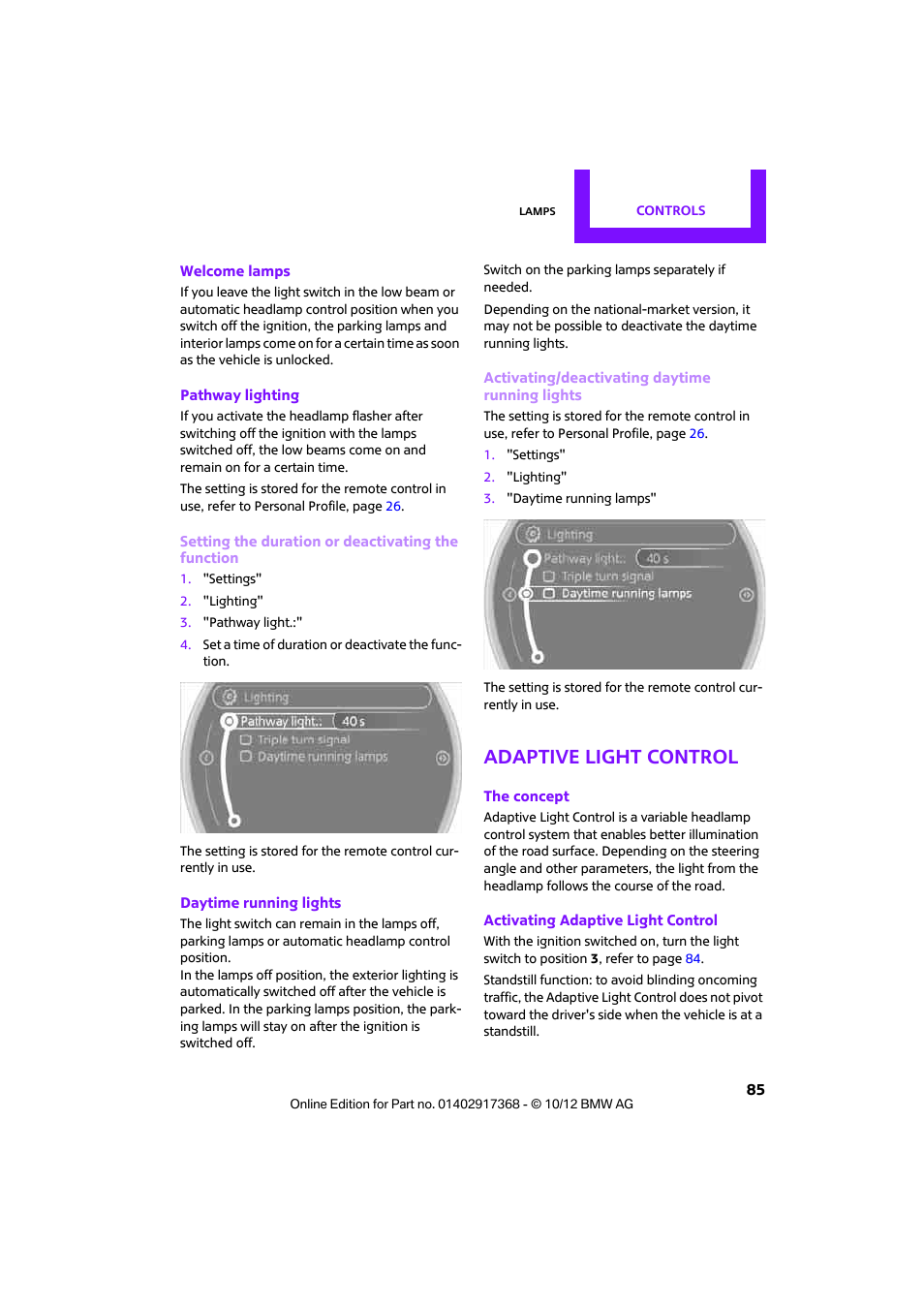 Hting, Adaptive light control | Mini 2013 Countryman User Manual | Page 86 / 275