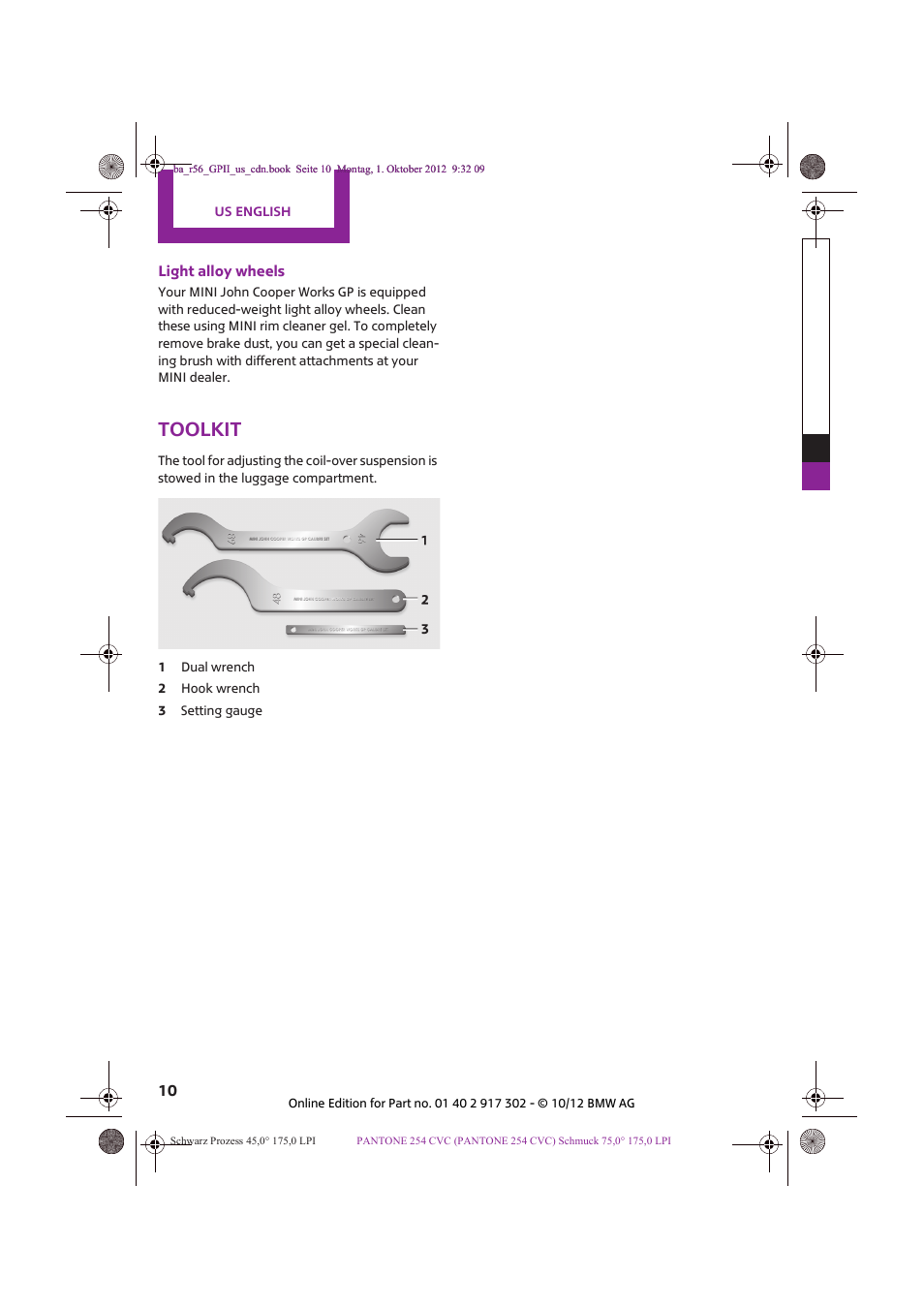 Toolkit | Mini 2013 John Cooper Works GP User Manual | Page 10 / 27