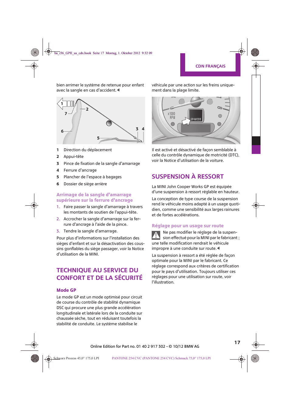 Technique au service du confort et de la sécurité, Suspension à ressort | Mini 2013 John Cooper Works GP User Manual | Page 17 / 27