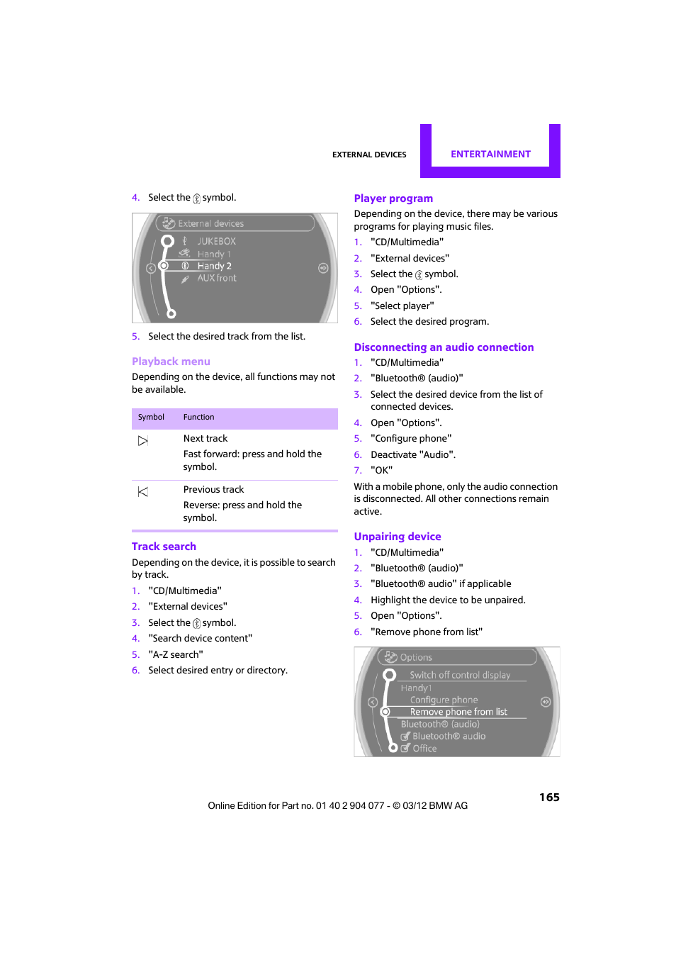 Mini 2012 Coupe Roadster Convertible User Manual | Page 166 / 283