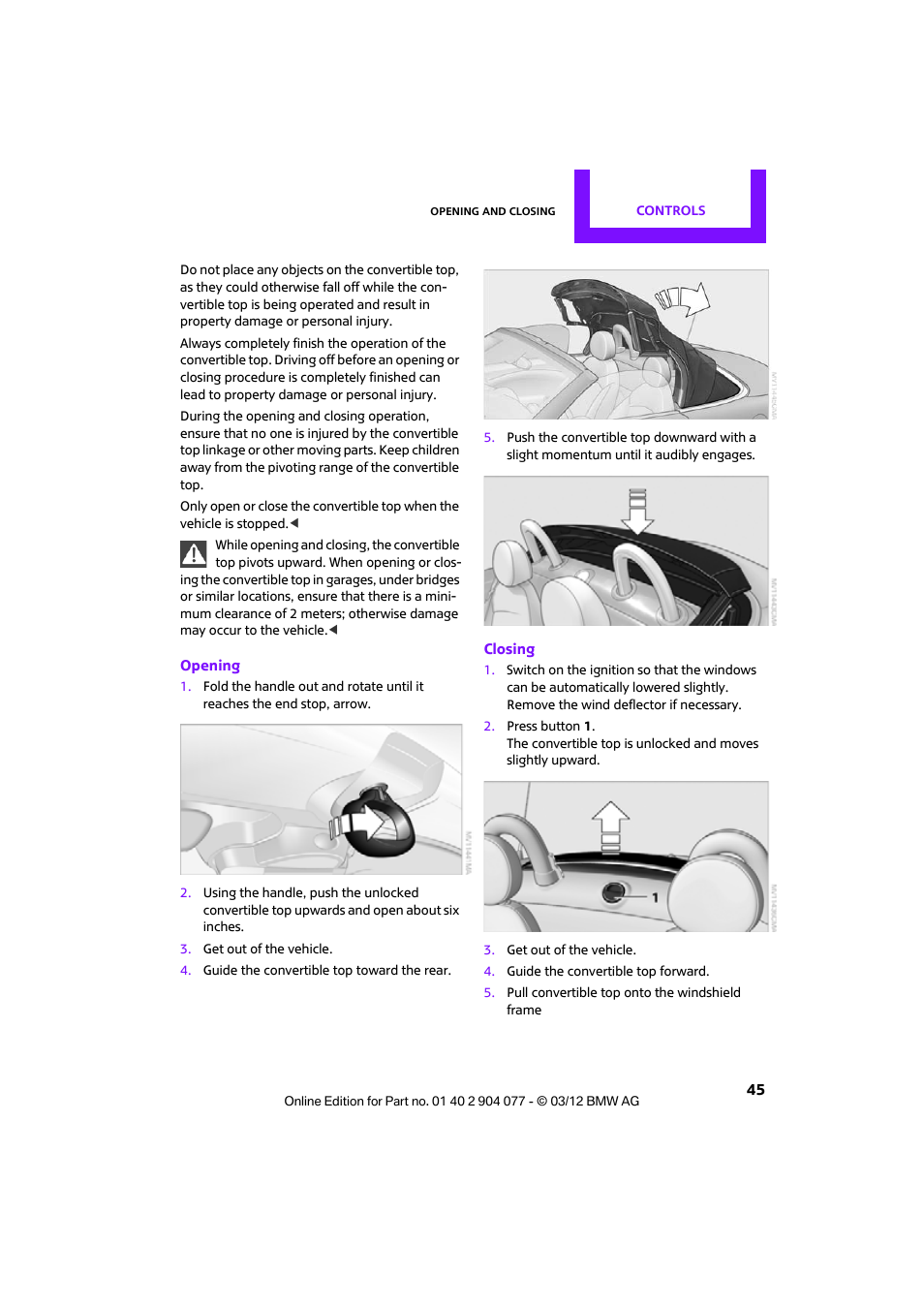 Mini 2012 Coupe Roadster Convertible User Manual | Page 46 / 283