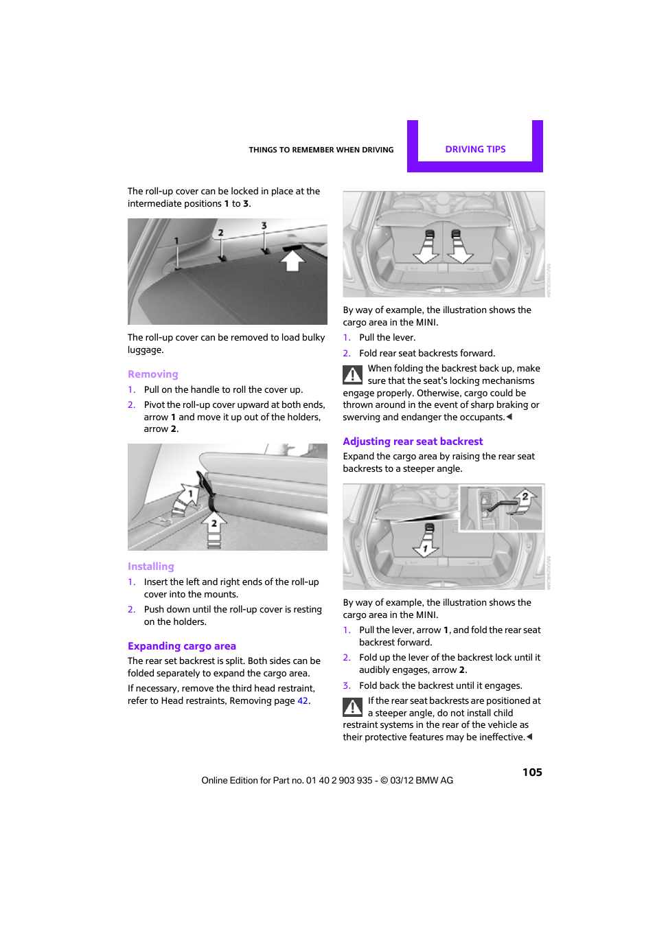 Mini 2012 Clubman User Manual | Page 106 / 269